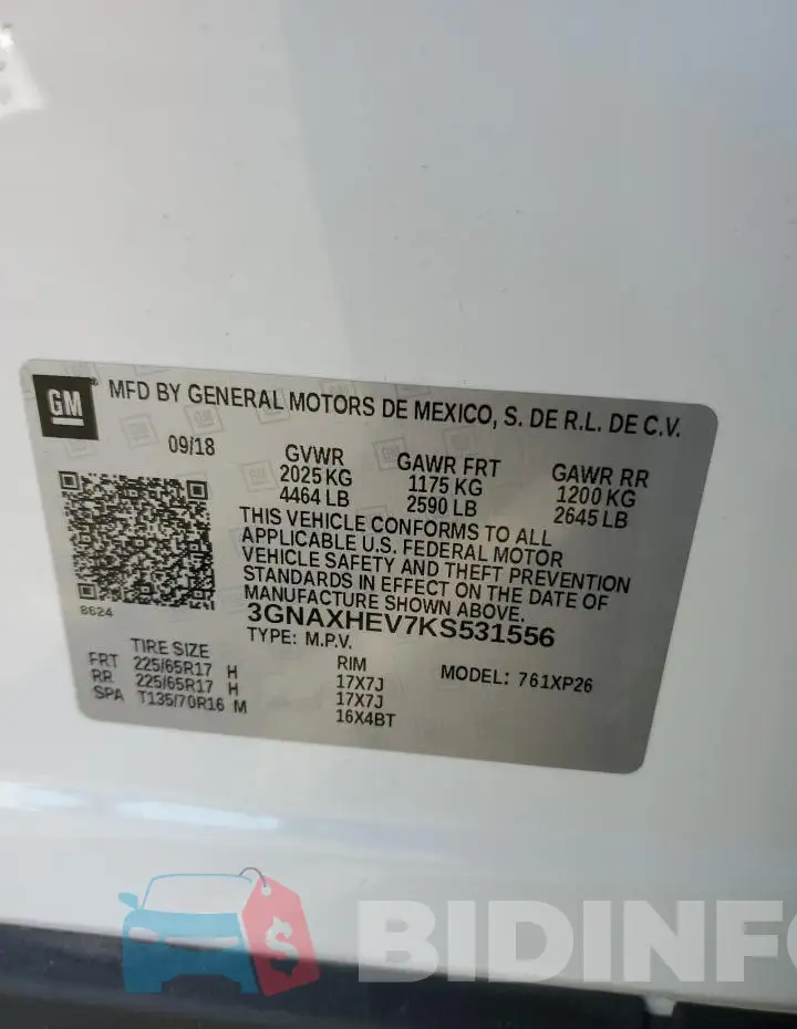 3GNAXHEV7KS531556 Photo# 13