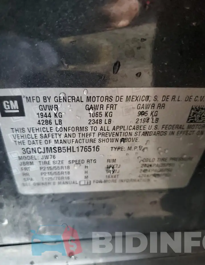 3GNCJMSB5HL176516 Photo# 13