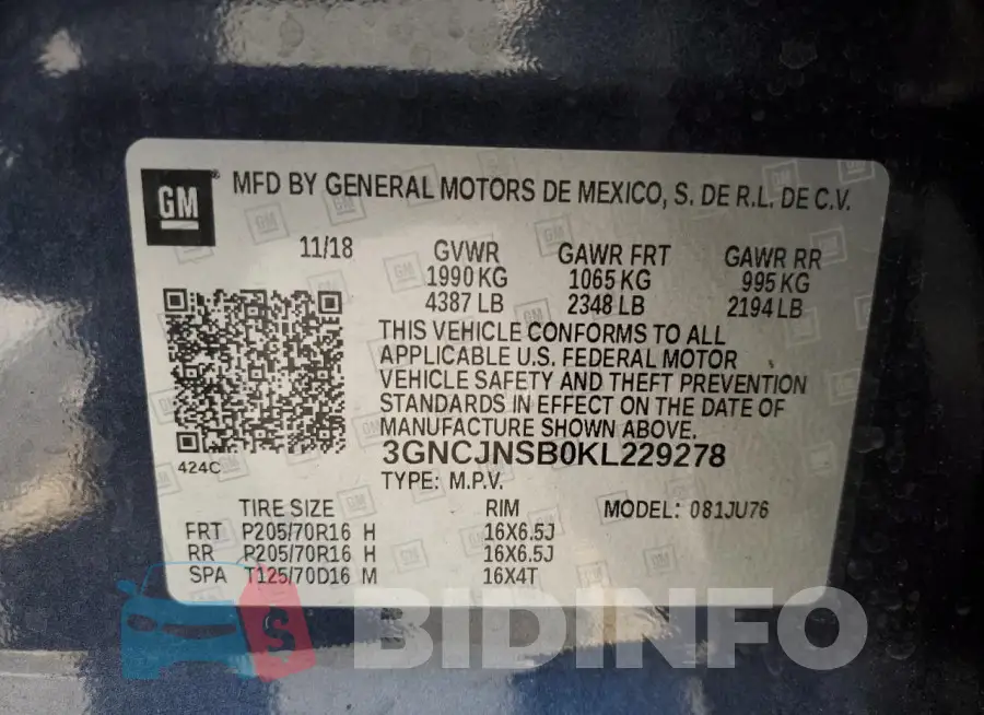 3GNCJNSB0KL229278 Photo# 12
