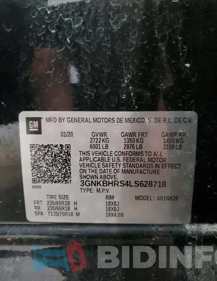 3GNKBHRS4LS628718 Photo# 13