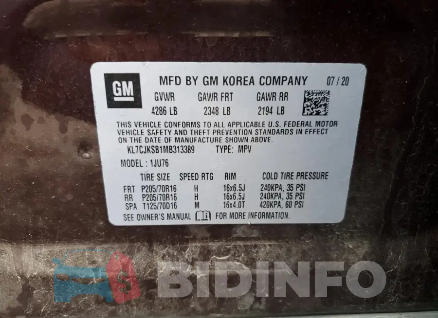 KL7CJKSB1MB313389 Photo# 13