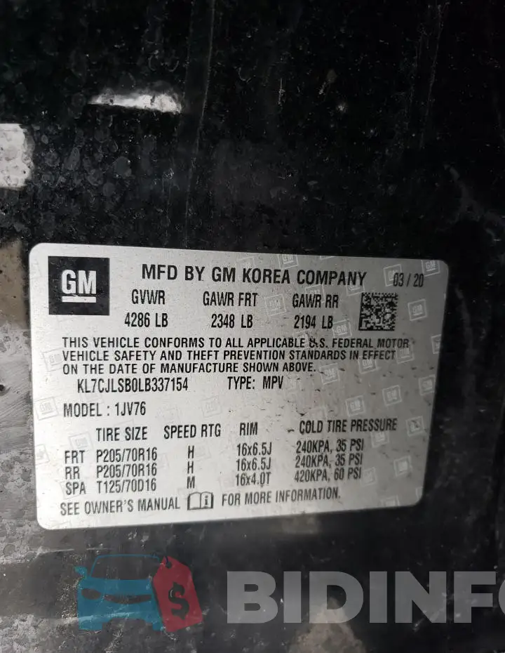 KL7CJLSB0LB337154 Photo# 13