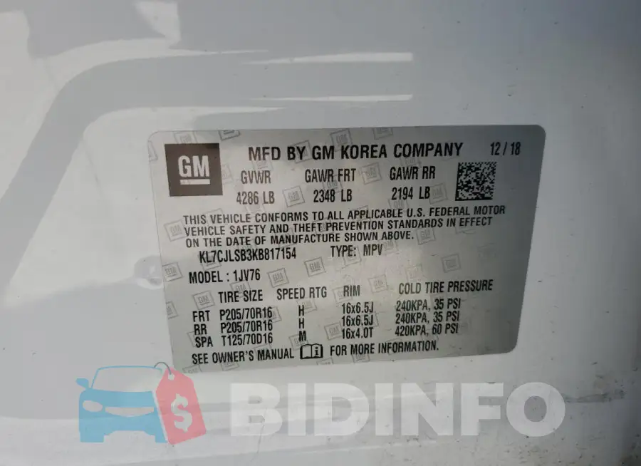 KL7CJLSB3KB817154 Photo# 13