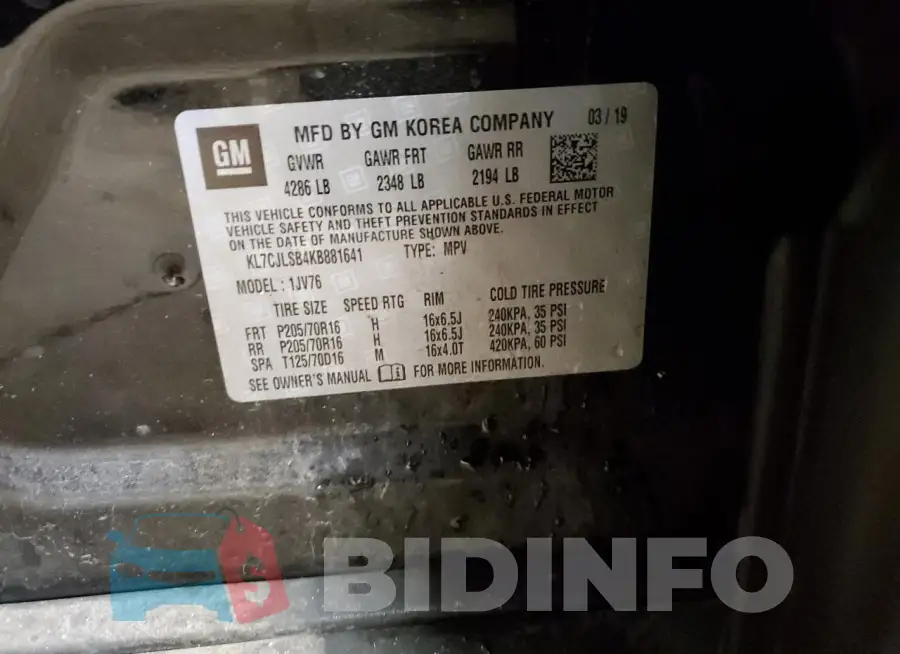 KL7CJLSB4KB881641 Photo# 13