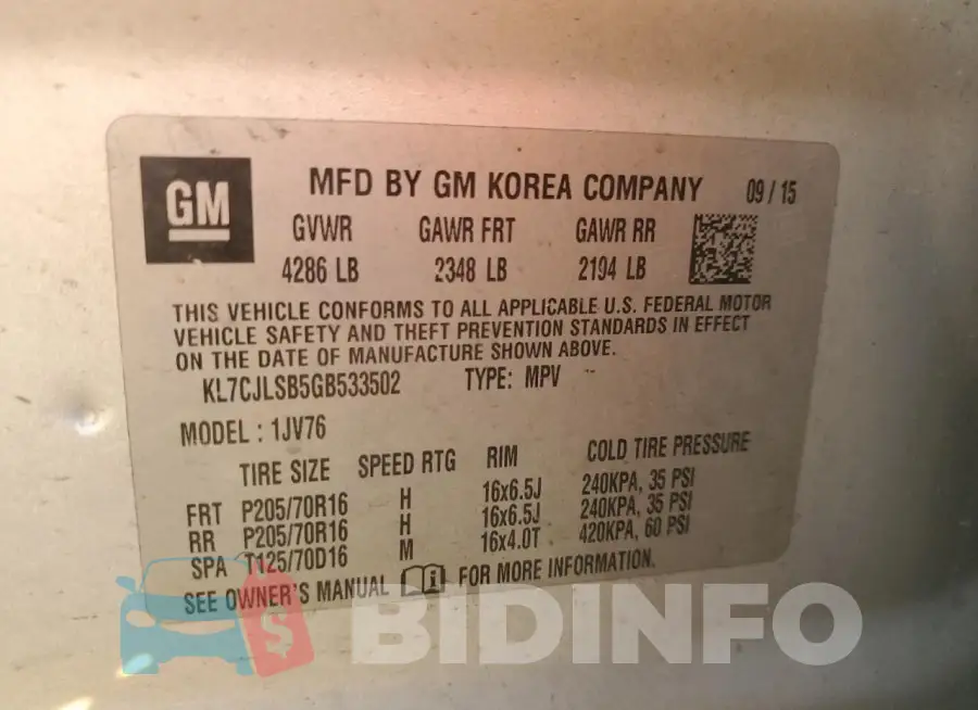 KL7CJLSB5GB533502 Photo# 12