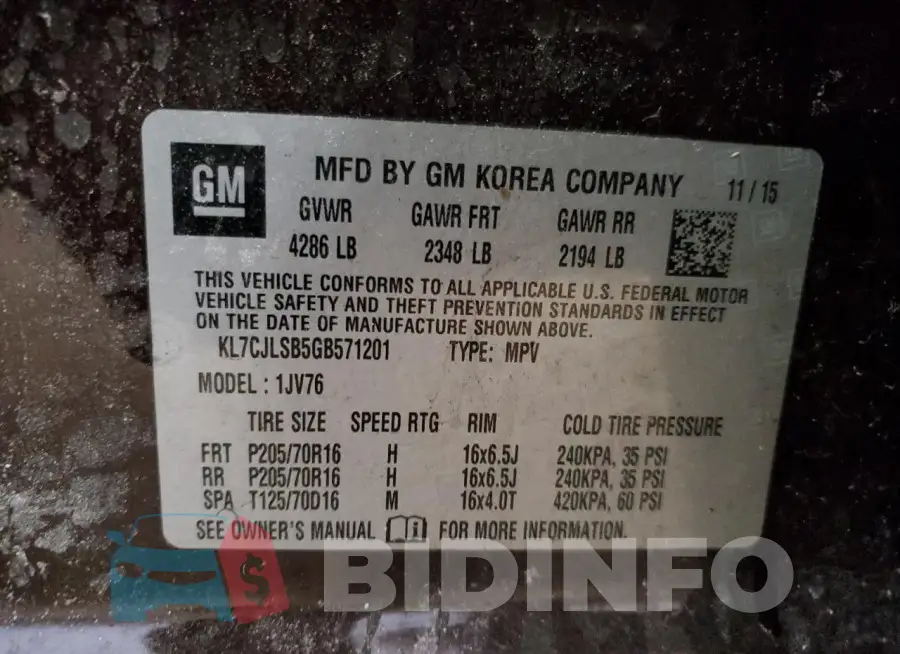 KL7CJLSB5GB571201 Photo# 14