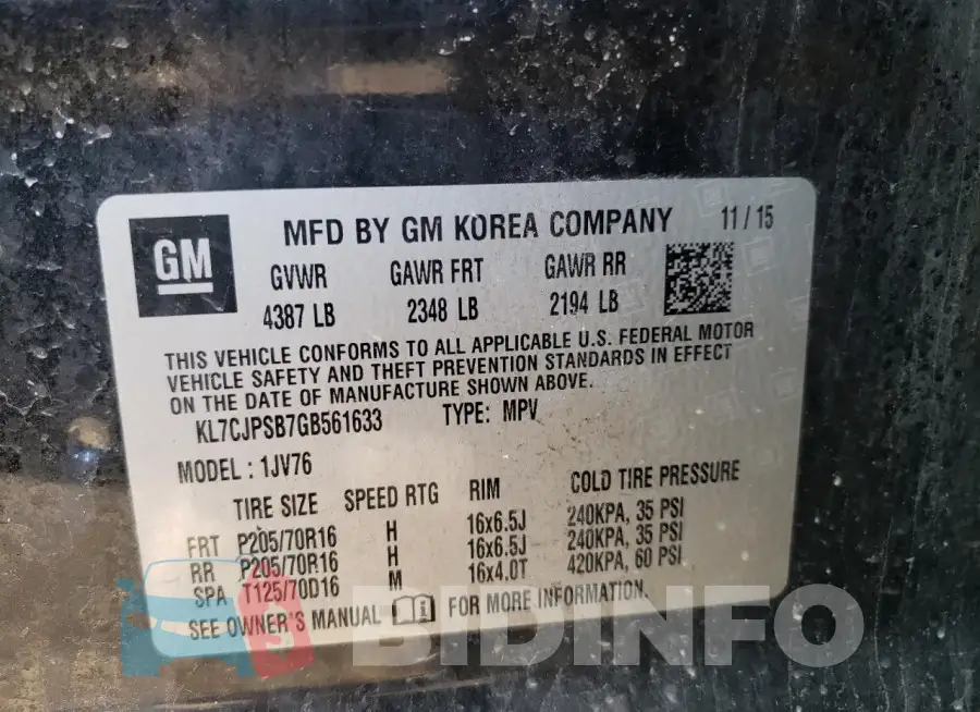 KL7CJPSB7GB561633 Photo# 13