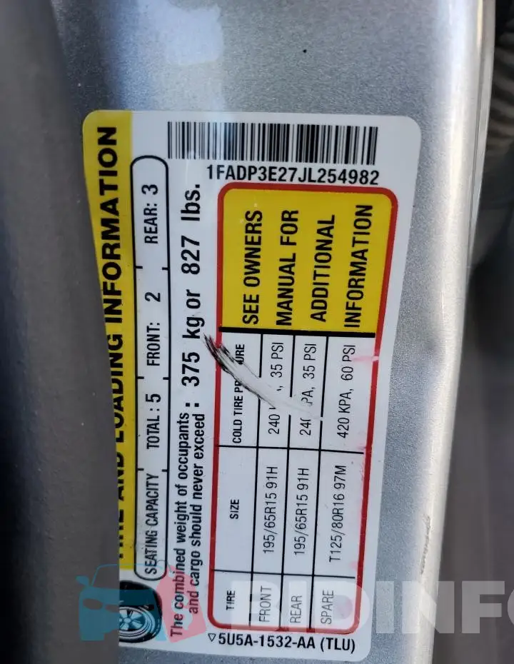 1FADP3E27JL254982 Photo# 13