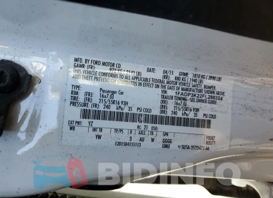 1FADP3K22FL288324 Photo# 12