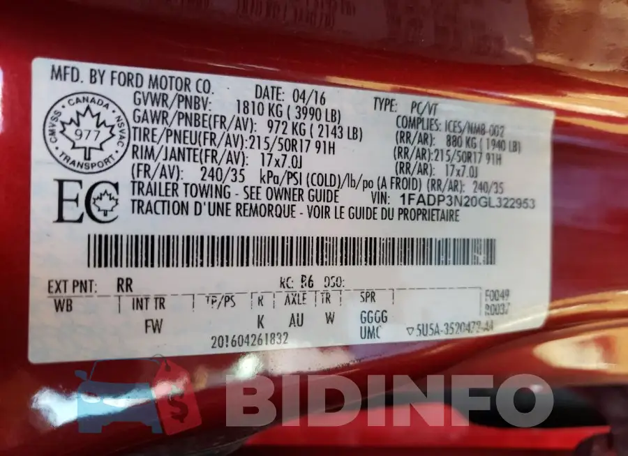 1FADP3N20GL322953 Photo# 12