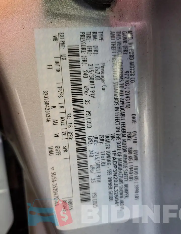 1FADP3N20JL326041 Photo# 12