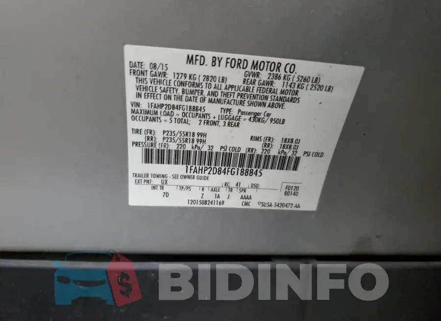 1FAHP2D84FG188845 Photo# 13