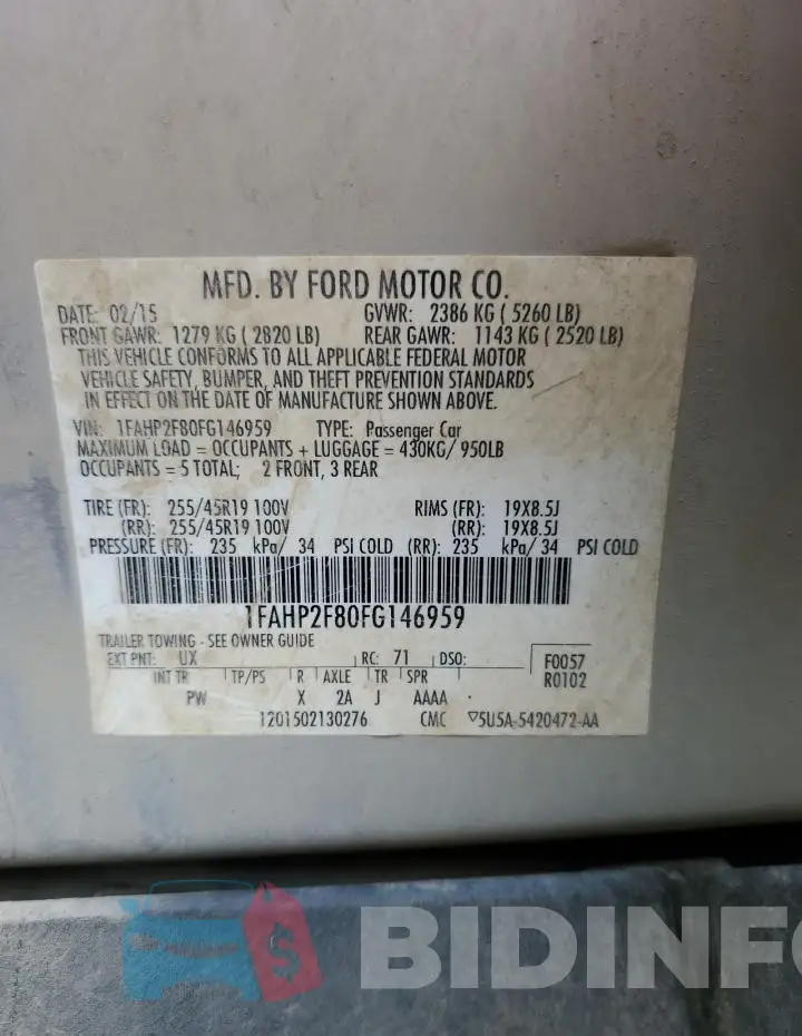 1FAHP2F80FG146959 Photo# 13