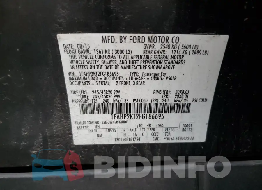 1FAHP2KT2FG186695 Photo# 12