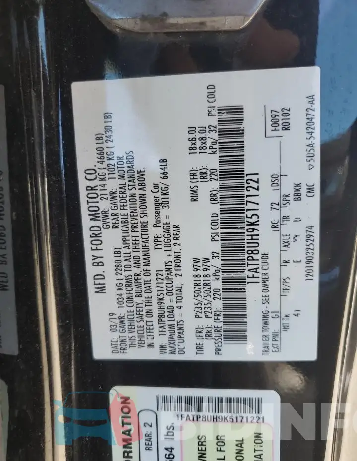 1FATP8UH9K5171221 Photo# 12