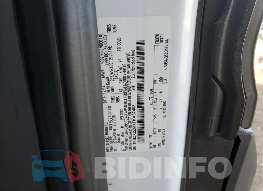 1FBZX2ZMXFKA37403 Photo# 13