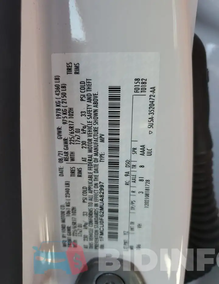 1FMCU0F62MUA82997 Photo# 14