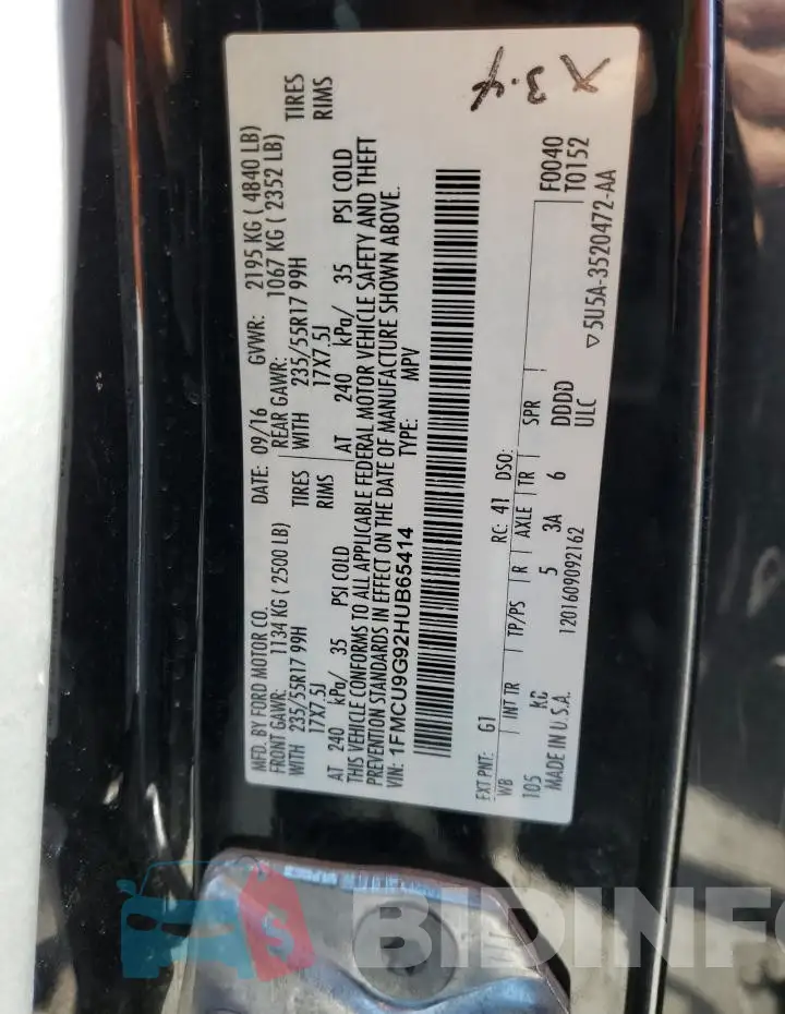 1FMCU9G92HUB65414 Photo# 13