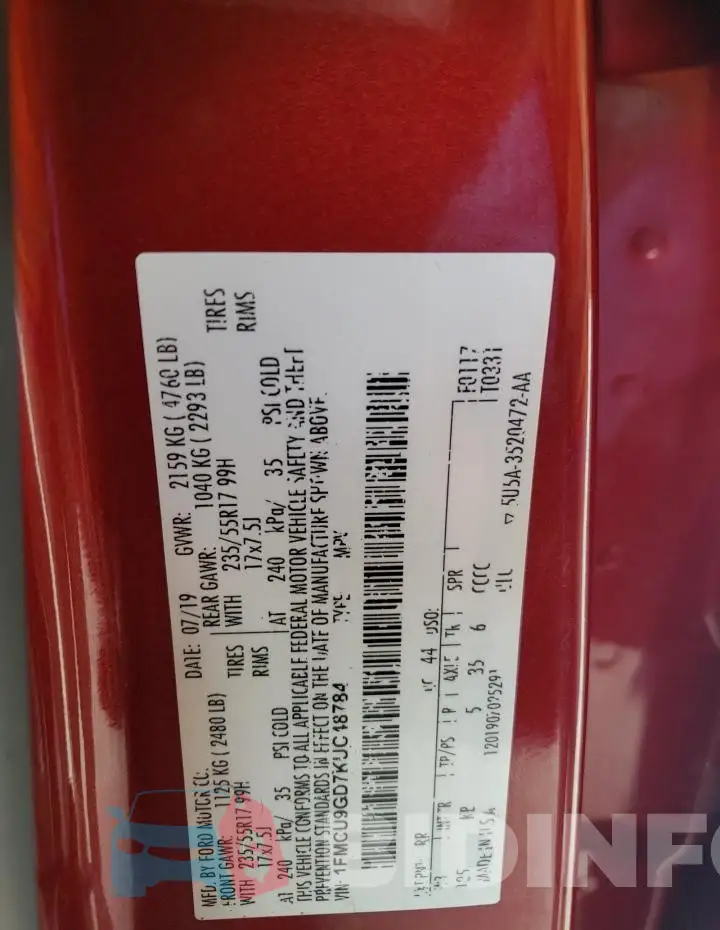 1FMCU9GD7KUC48784 Photo# 13