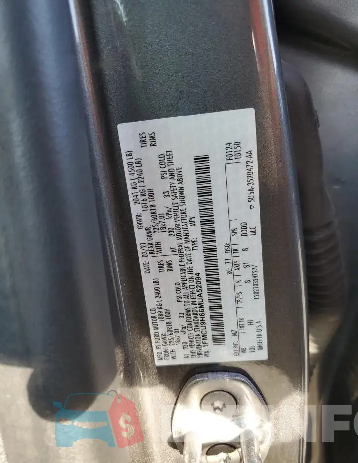 1FMCU9H66MUA52094 Photo# 13