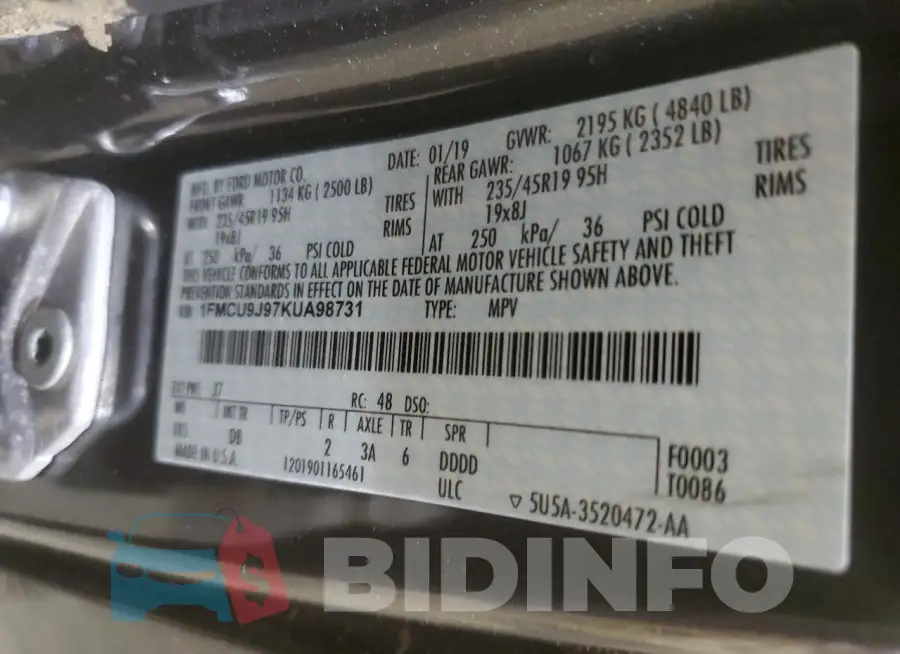1FMCU9J97KUA98731 Photo# 12