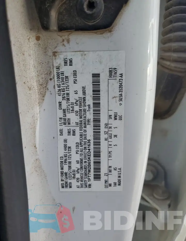 1FT7W2B65KED41636 Photo# 12