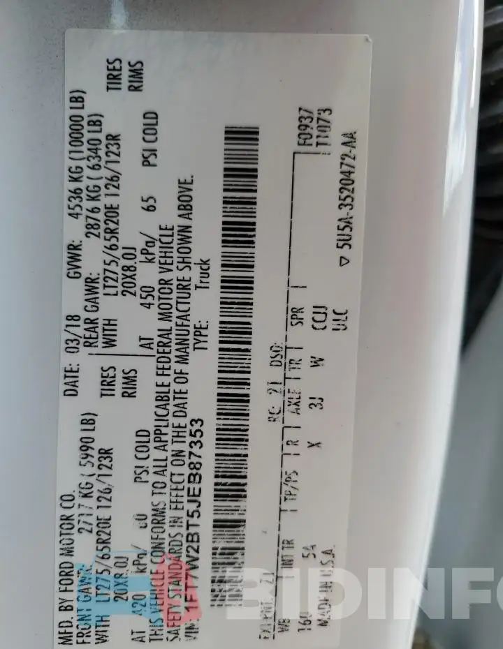 1FT7W2BT5JEB87353 Photo# 12