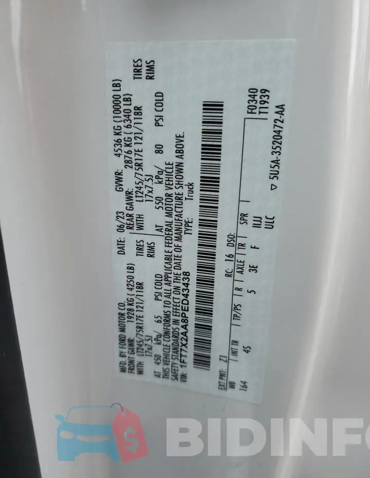 1FT7X2AA8PED43438 Photo# 12