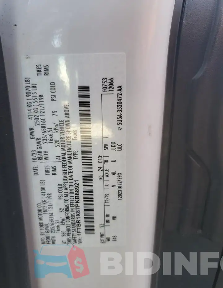 1FTBR1X87PKB88921 Photo# 14