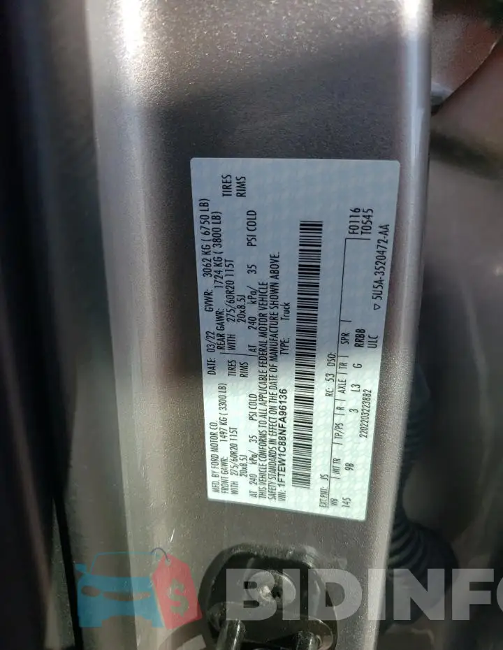 1FTEW1C88NFA96136 Photo# 13