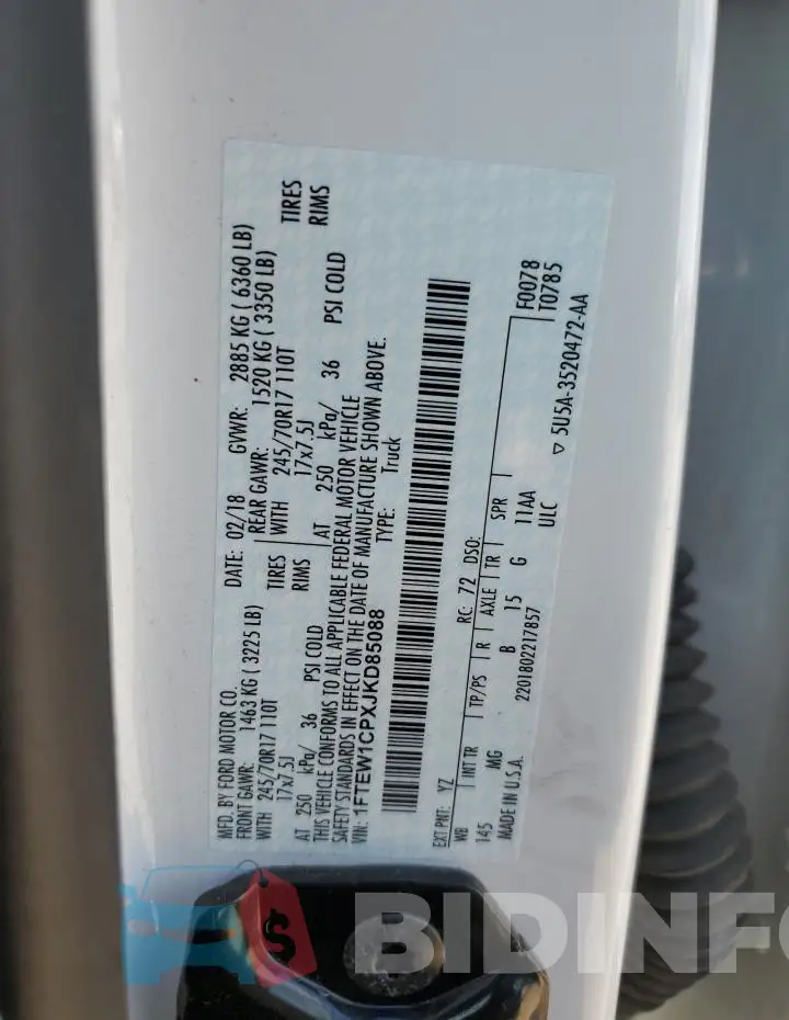 1FTEW1CPXJKD85088 Photo# 12