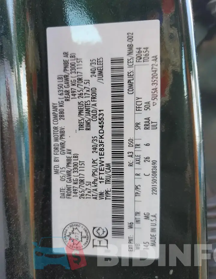 1FTEW1E83FKD45531 Photo# 13