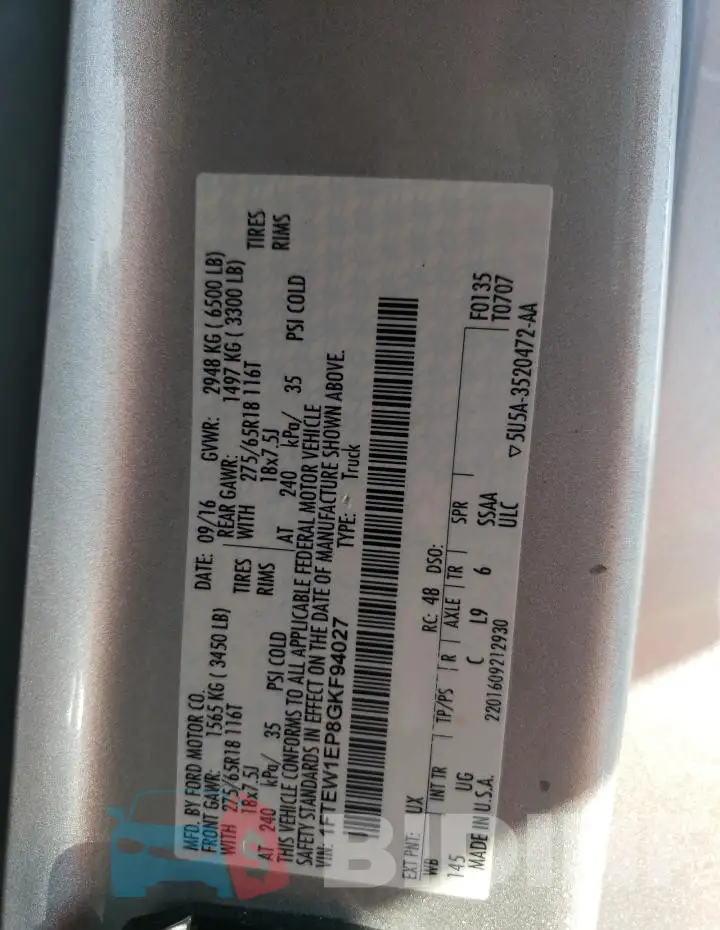 1FTEW1EP8GKF94027 Photo# 13