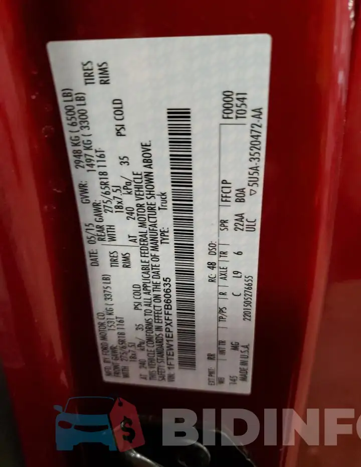 1FTEW1EPXFFB60635 Photo# 12