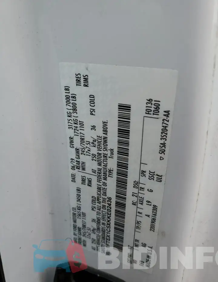1FTEX1C5XKKE02436 Photo# 12