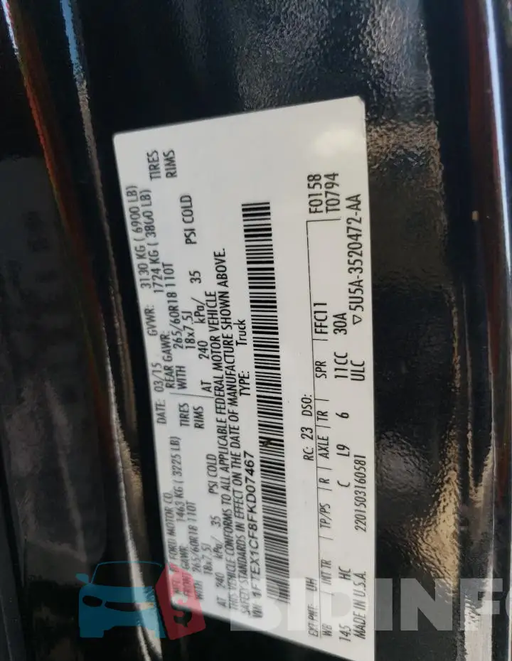 1FTEX1CF8FKD07467 Photo# 13
