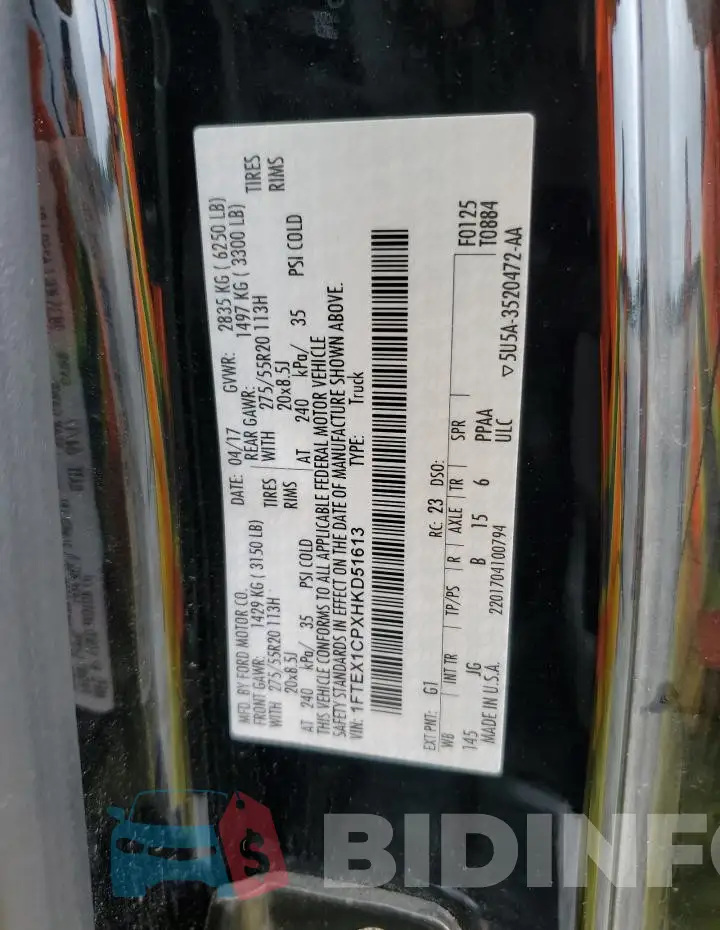 1FTEX1CPXHKD51613 Photo# 12