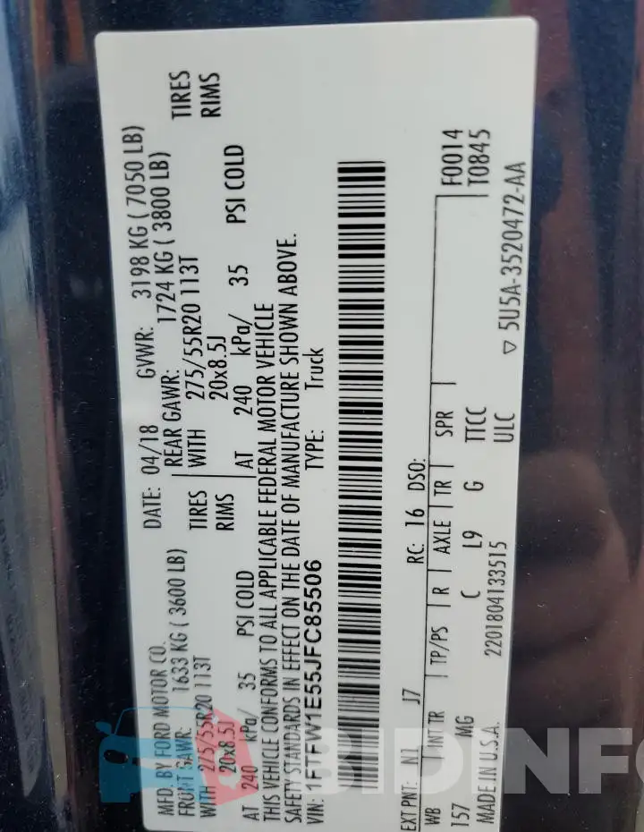 1FTFW1E55JFC85506 Photo# 12