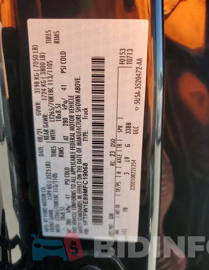 1FTFW1E89MFC19068 Photo# 13