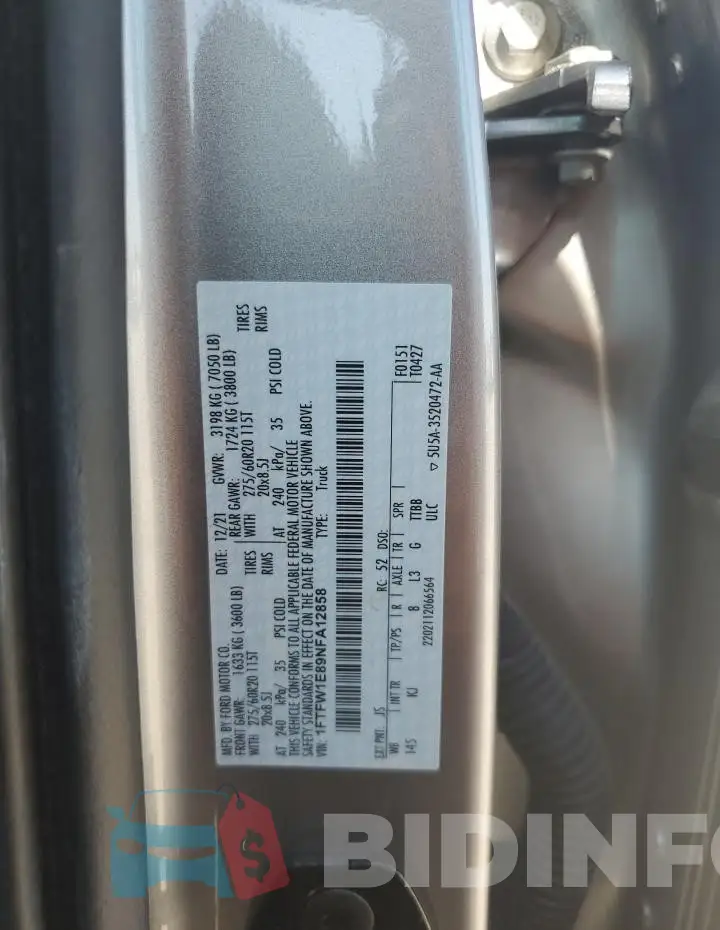 1FTFW1E89NFA12858 Photo# 12