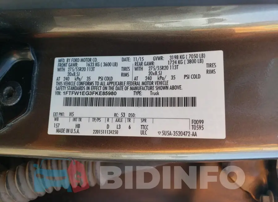 1FTFW1EG3FKE85980 Photo# 12