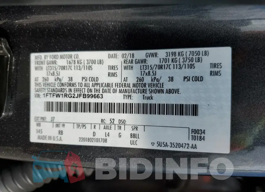1FTFW1RG2JFB99663 Photo# 12