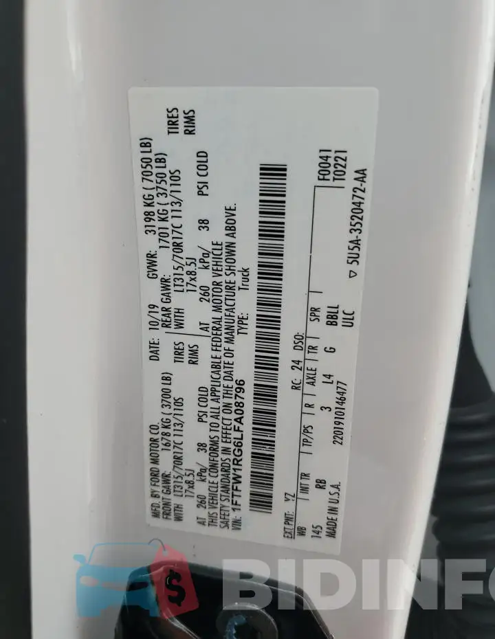 1FTFW1RG6LFA08796 Photo# 13