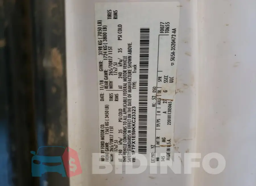 1FTFX1E59KKC23323 Photo# 12
