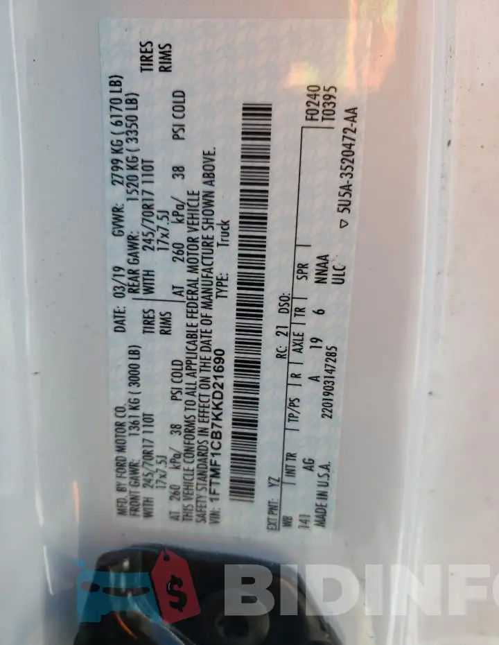1FTMF1CB7KKD21690 Photo# 12