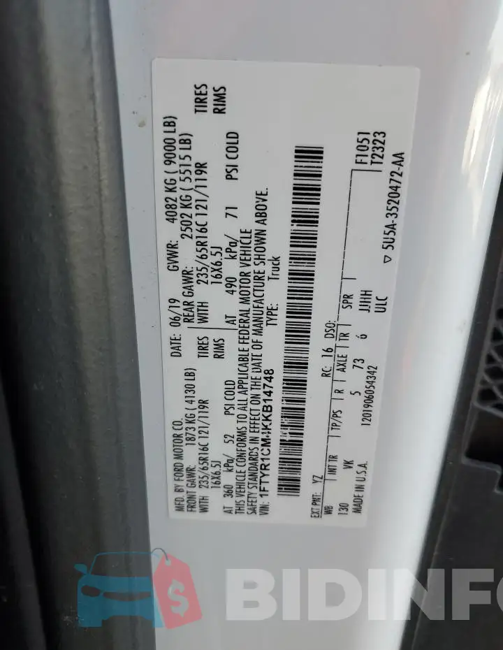 1FTYR1CM4KKB14748 Photo# 13