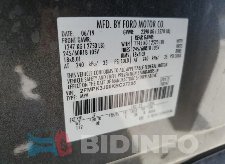 2FMPK3J90KBC27208 Photo# 12
