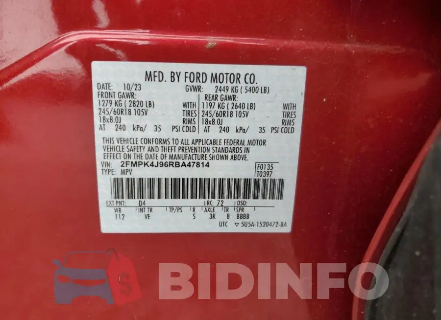 2FMPK4J96RBA47814 Photo# 14