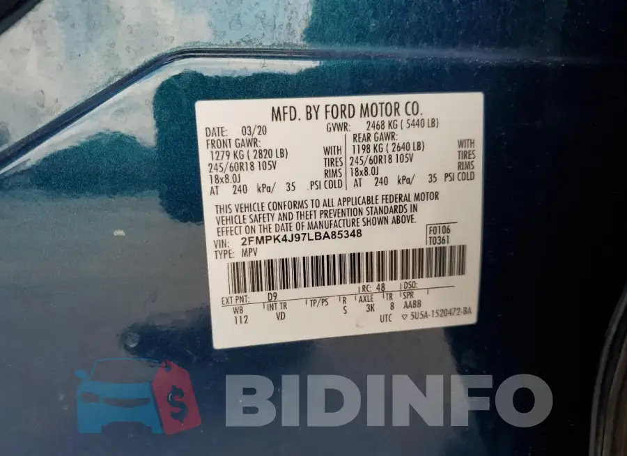 2FMPK4J97LBA85348 Photo# 12