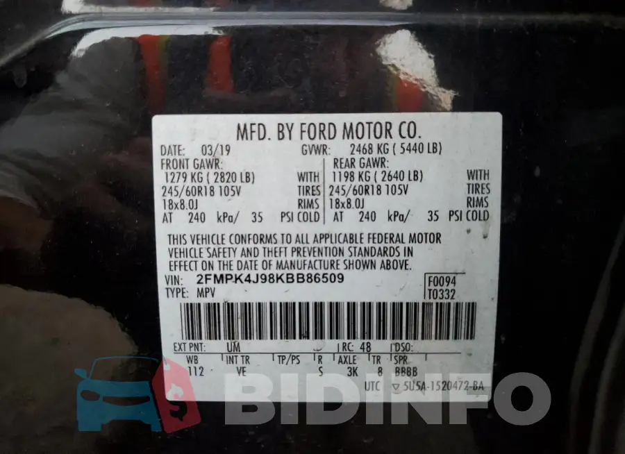 2FMPK4J98KBB86509 Photo# 13